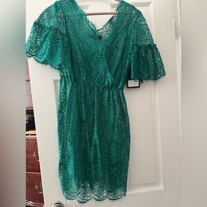 ROBERT RODRIGUEZ Womens - Green Lace Dress Size 0- Designer.